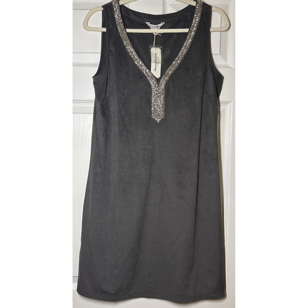 Tommy Bahama Salina Sands Dress Gray Silver Beading Sleeveless NWT Women's Small